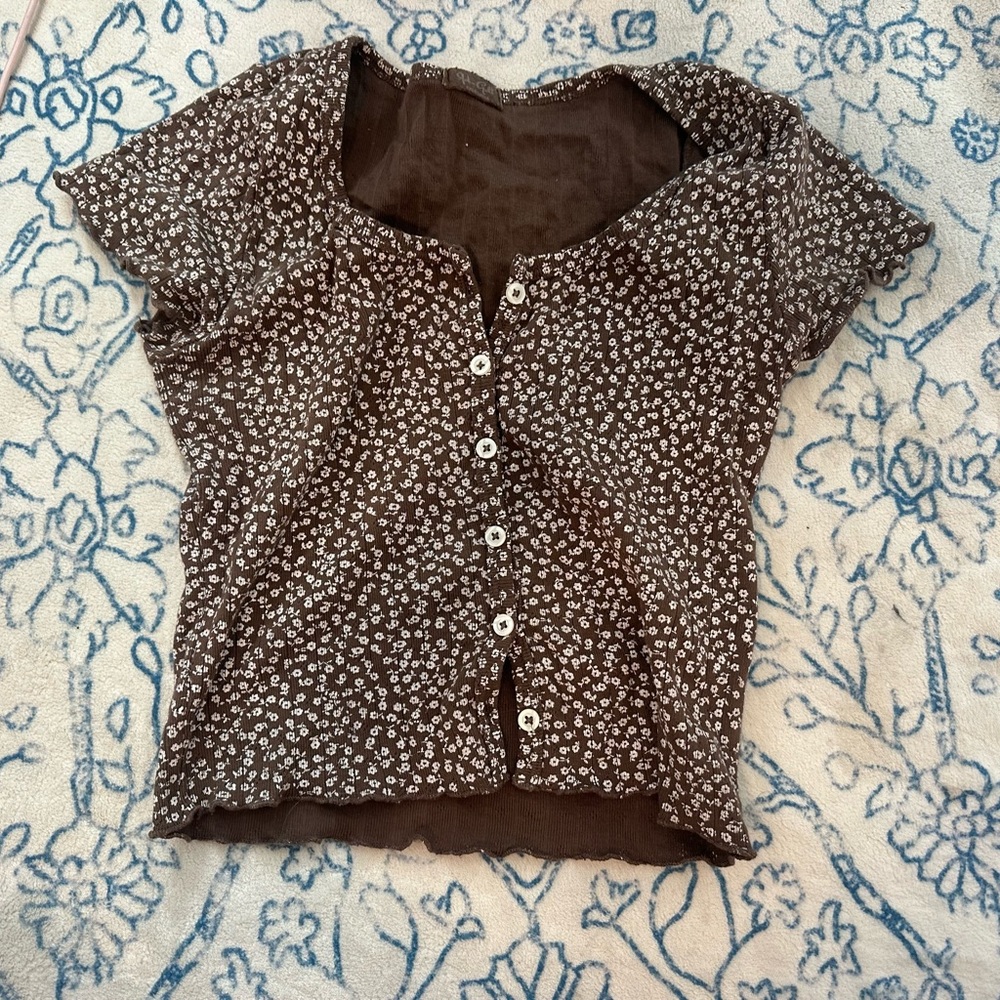 Brandy Melville John Galt floral brown shirt